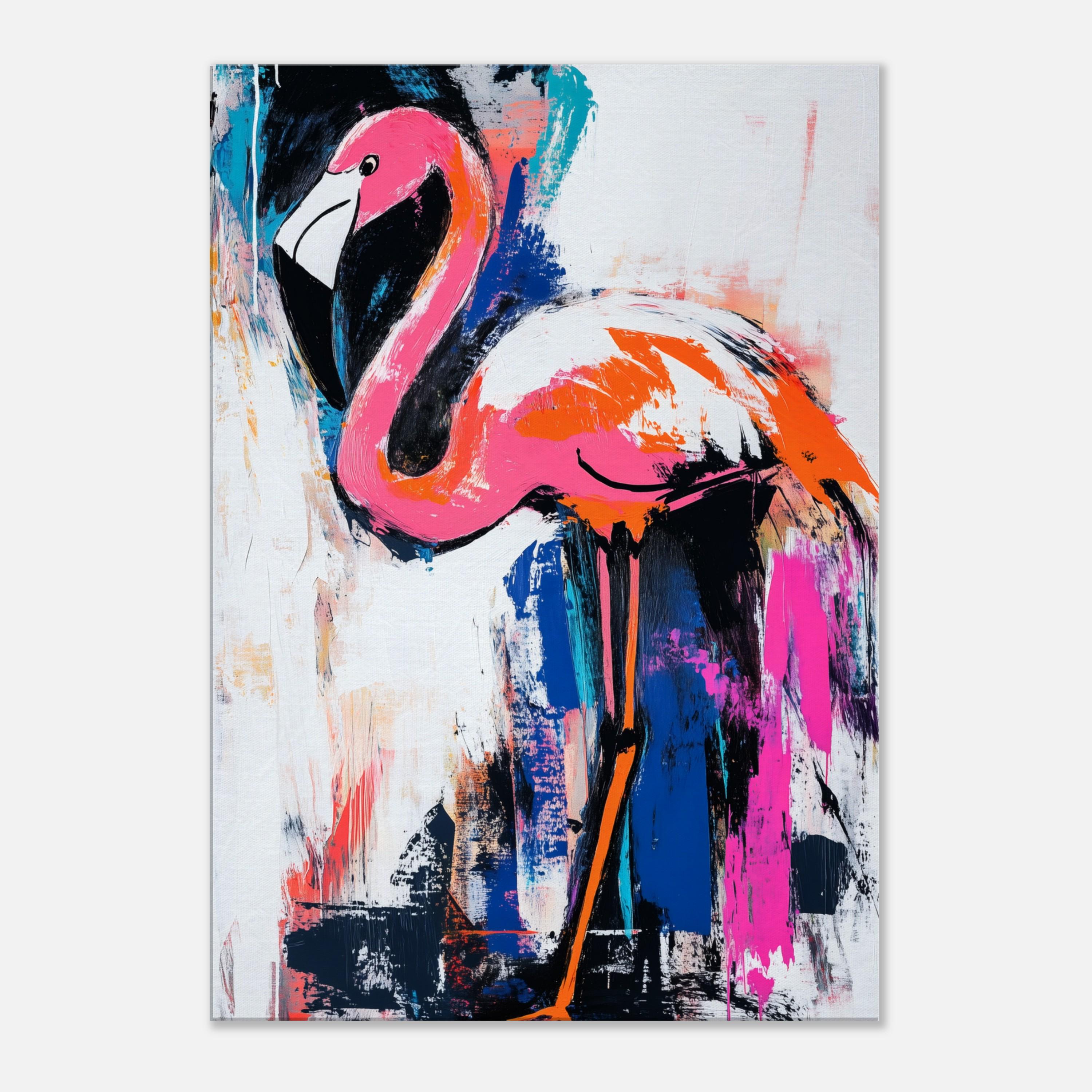 キャンバスにプリントされた抽象的なフラミンゴ、フラミンゴの壁アート