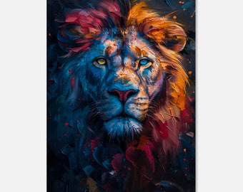 Lion Portrait Canvas Print, Lion Wall Art, Animal Painting, Lion Portrait, Living Room Wall Decor, Modern Wall Art