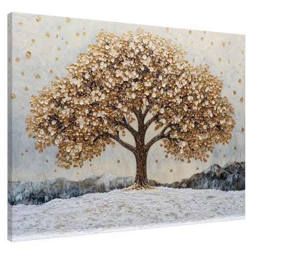 Tableau Abstrait Arbre De Vie - Toile Roulée Sans Cadre - Décoration Murale