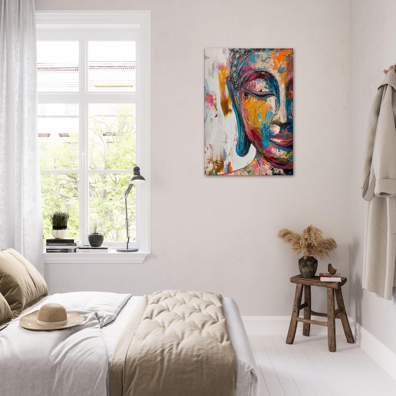 Colorful Buddha Painting Printed on Canvas, Zen Art Buddhist Wall ...