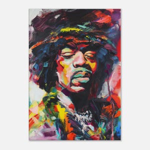 Jimi Hendrix printed on canvas, music wall art, colorful painting, Jimi Hendrix art, gift for music lovers, rock music