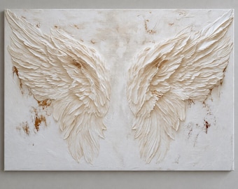 White angel wings printed on canvas, Zen art pictures, modern wings wall art, angel wall decoration, home wall art decor, wall decoration