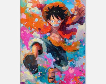 One Piece wall art, Luffy poster, anime canvas, one piece poster, Monkey D. Luffy,