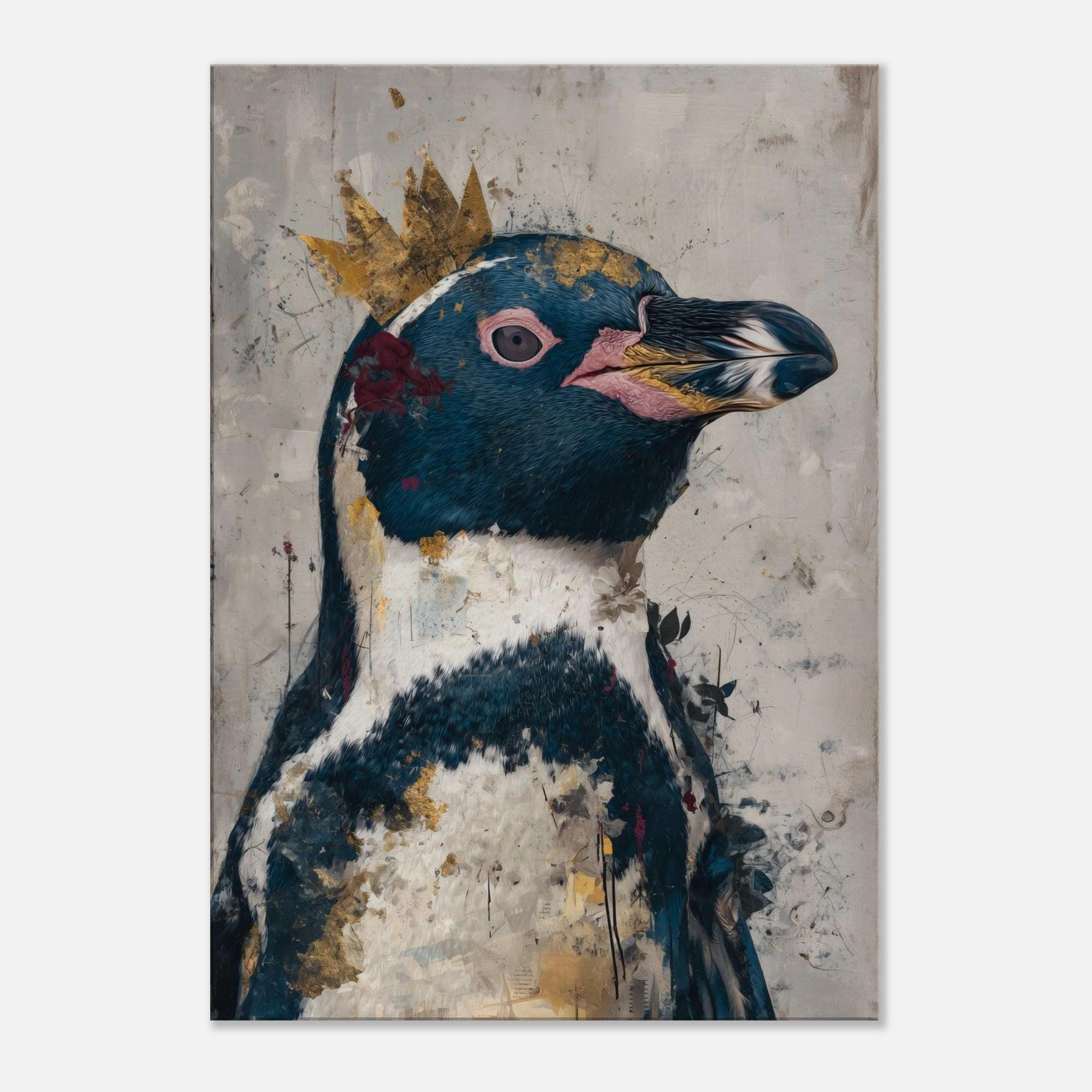 カンムリペンギンのキャンバス画、ペンギンのウォールアート、抽象的な
