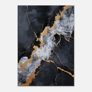 Luxury marble art printed on canvas, luxury wall art, marble wall art, gold marble canvas, black marble decor,