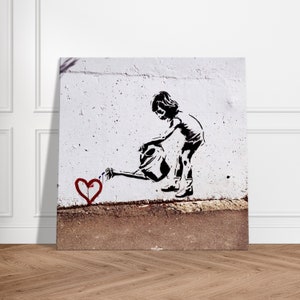 Banksy Canvas Art, Street Art Print, Wall Decoration, Planted Love Wall Art, Ready to Hang Decoration, Modern Wall Art