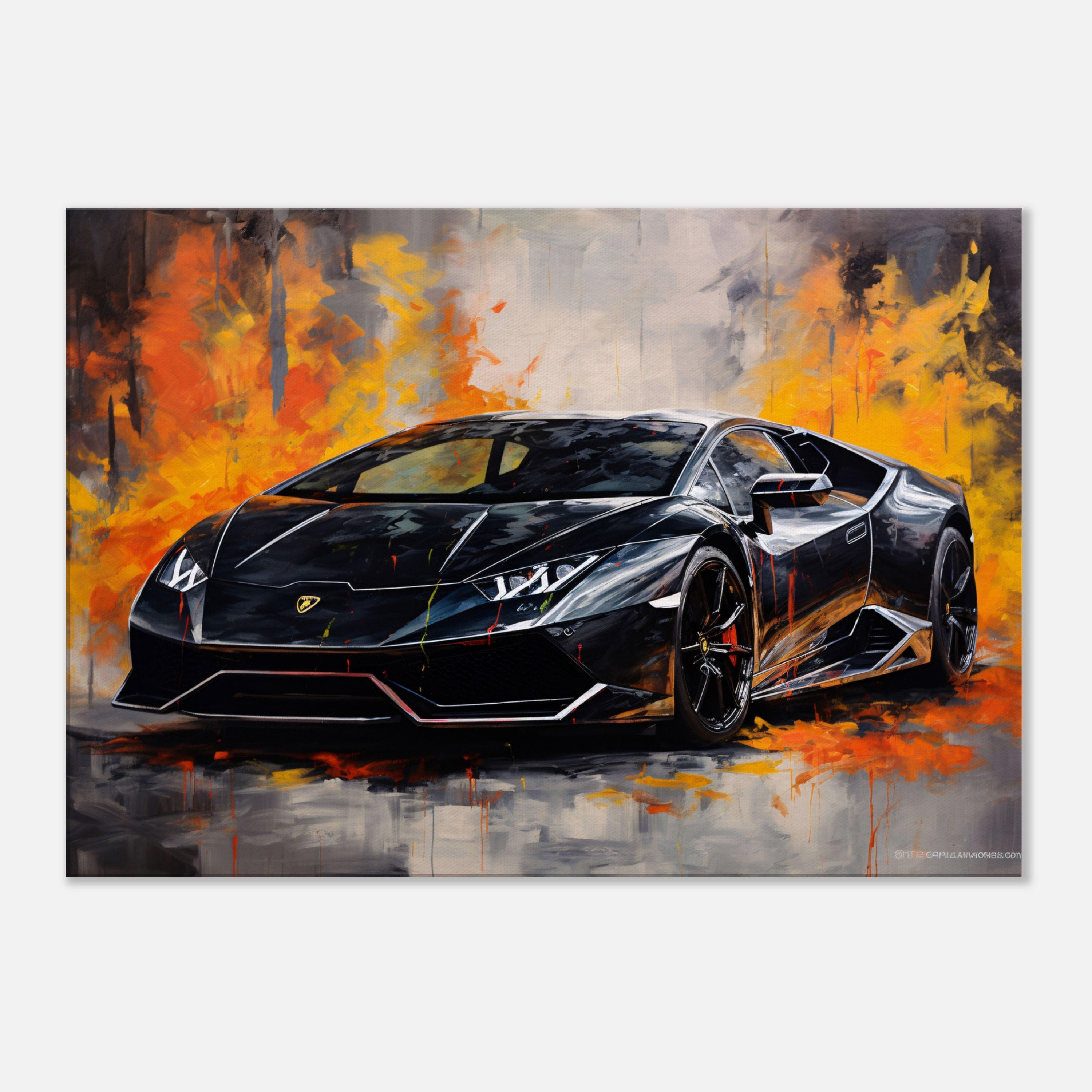 Lamborghini Huracan Black Canvas Pop Art Mural Colorful