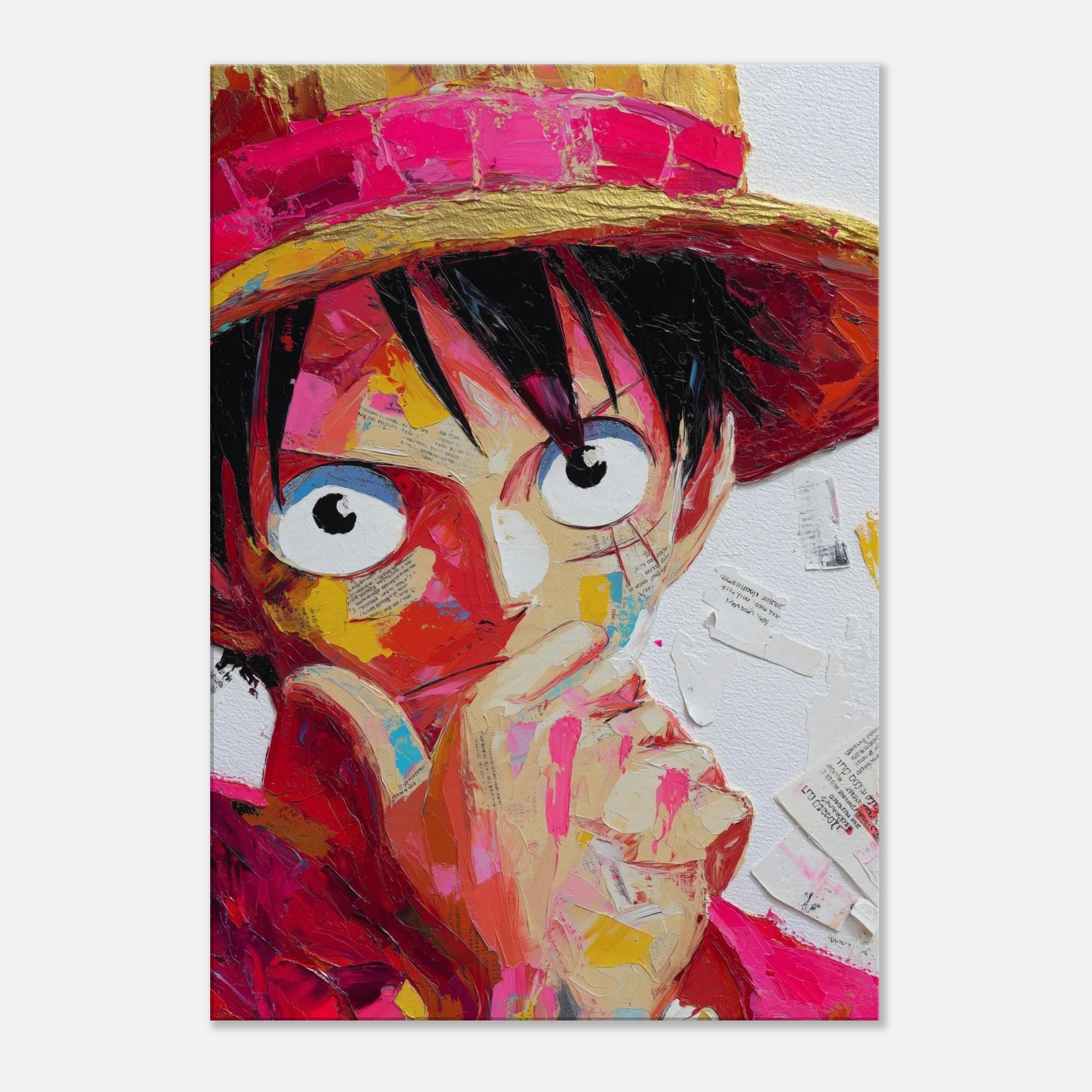 ルフィのウォールアート、ワンピースのポスター、日本の筆絵アニメ