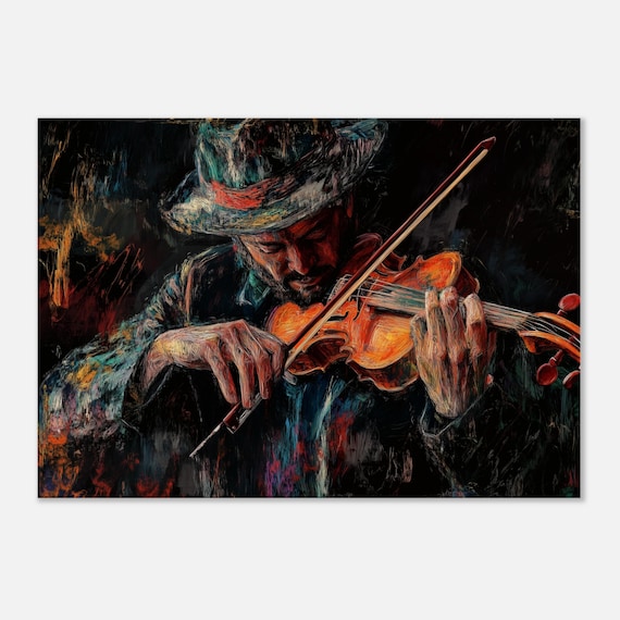 Wall Art of a Violinist, Modern Violin Canvas Art, Violin Canvas