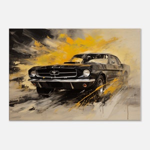 Ford Mustang de primera generación de 1964 impreso en lienzo, decoración de pared de coches clásicos, imágenes de arte pop, decoración de pared para sala de estar y hogar, muscle car