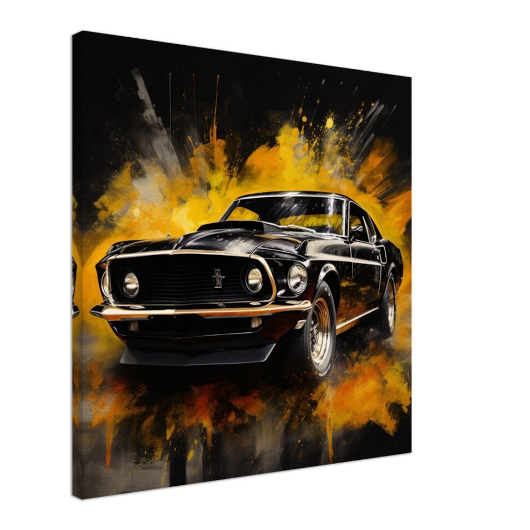 オートペイントショップ429CUSTOM　450パワーブラック Ford Mustang Boss 429 Canvas, John Wick Car, Gift for Him, Classic