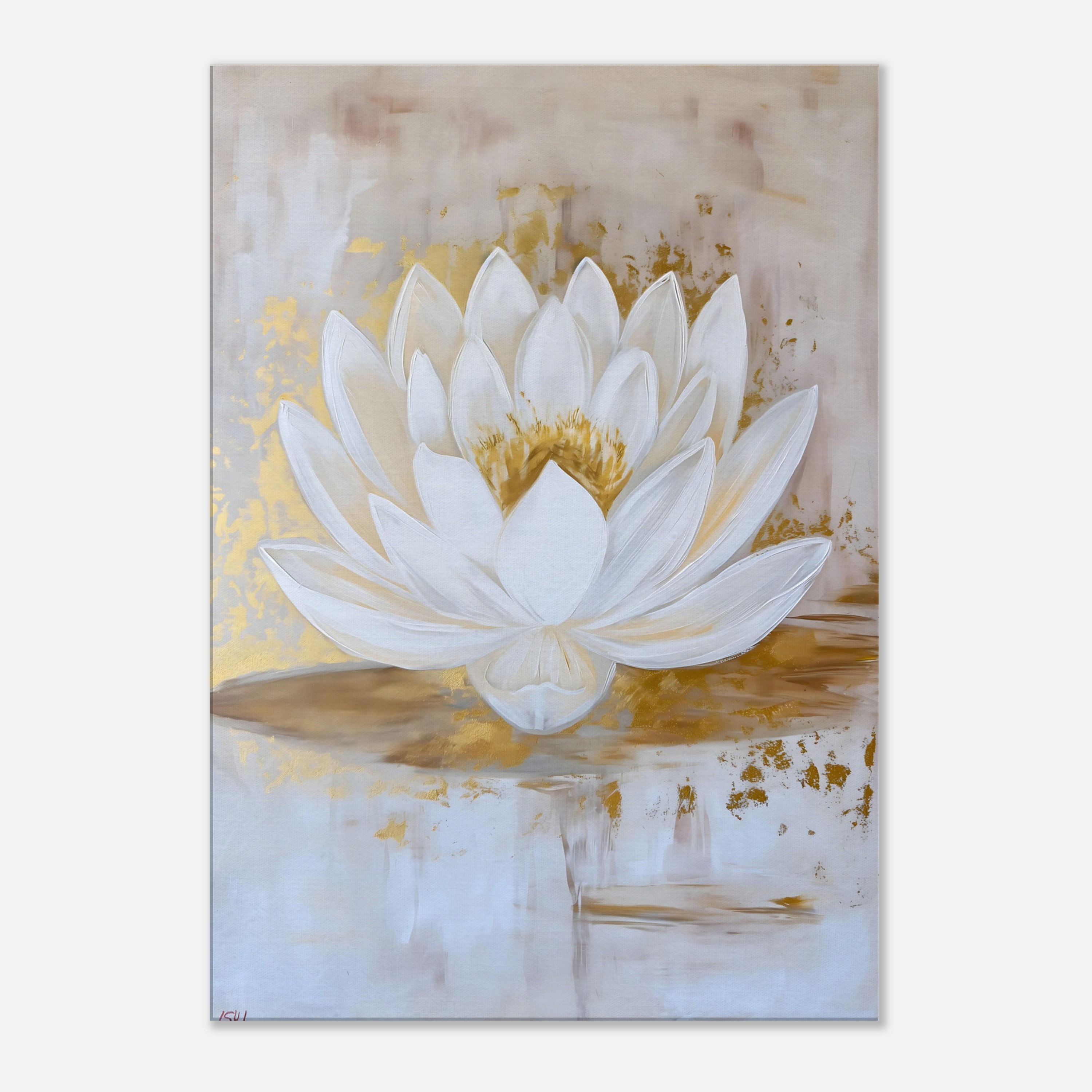 Luxurious Lotus Printed on Canvas, Zen Art, Yoga Room Decoration