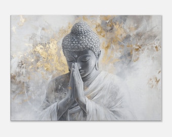 Spiritual Buddha printed on canvas, meditation art print, Buddha wall art landscape, Buddhist wall decoration,