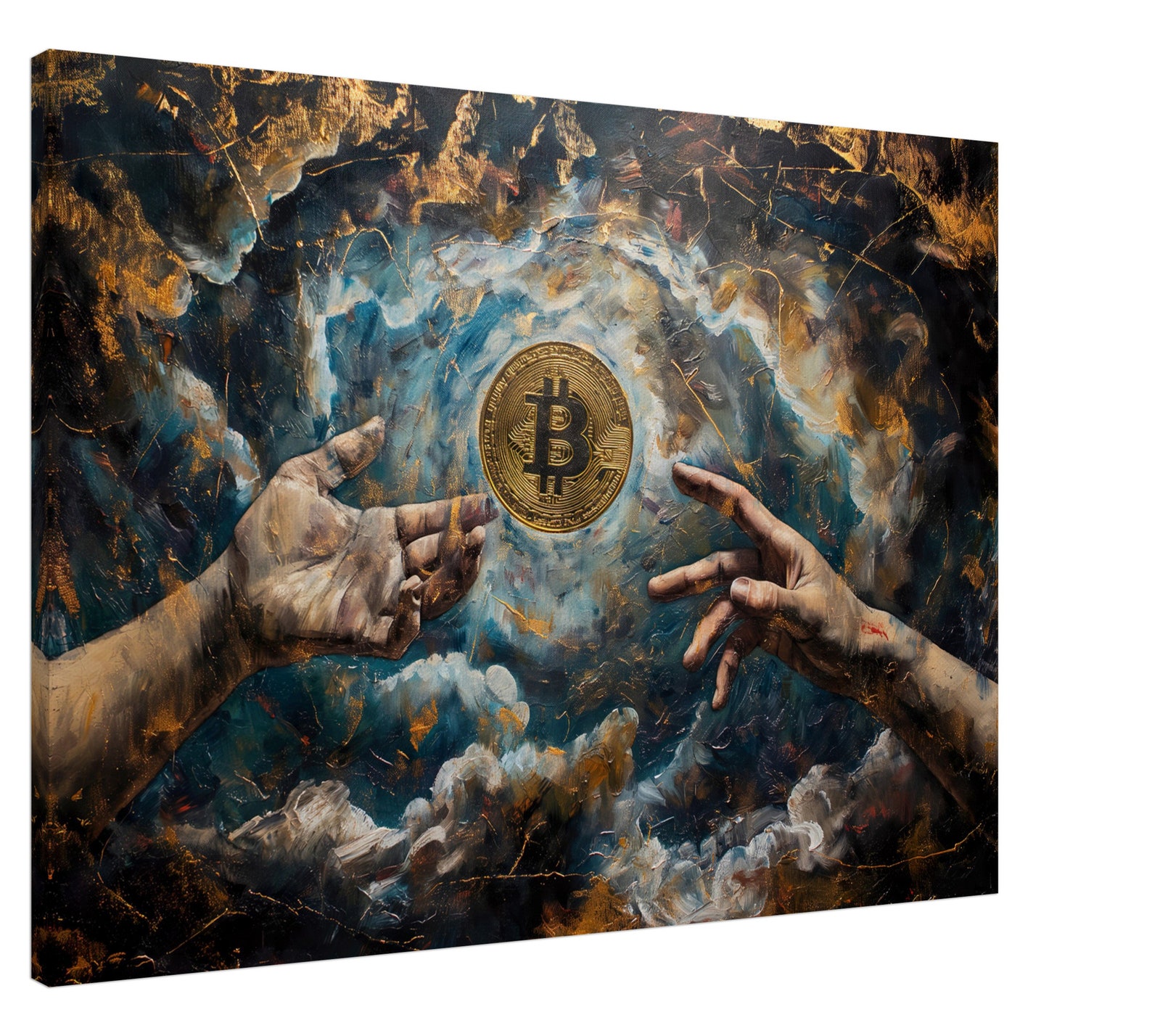 The Creation of Bitcoin Printed on Canvas, Crypto Painting ...