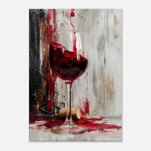Wine glass wall art, abstract red wine glasses canvas print, kitchen wall decor, wine painting, winery wall decor, restaurant decor