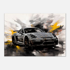 Porsche 718 Cayman GT4 Canvas Pop Art Wall Picture Colorful Porsche Canvas Wall Picture Wall Decor Modern Gift for Porsche Fans