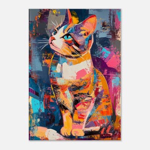 Abstract cat portrait canvas print, abstract pop art, cat art print, cat wall art, cat wall decor