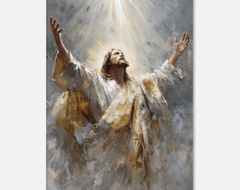 Abstract Christian Art Modern, Christian Print, Large Religious Wall Art, Jesus Painting Canvas, Christianity Wall Art, Religious Art Print