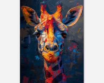 Giraffe printed on canvas, Africa wall art giraffe pop art decor animal painting living room wall decoration canvas art print