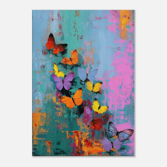小売 カラフルな蝶のアート作品 カラフルな蝶のキャンバスウォール