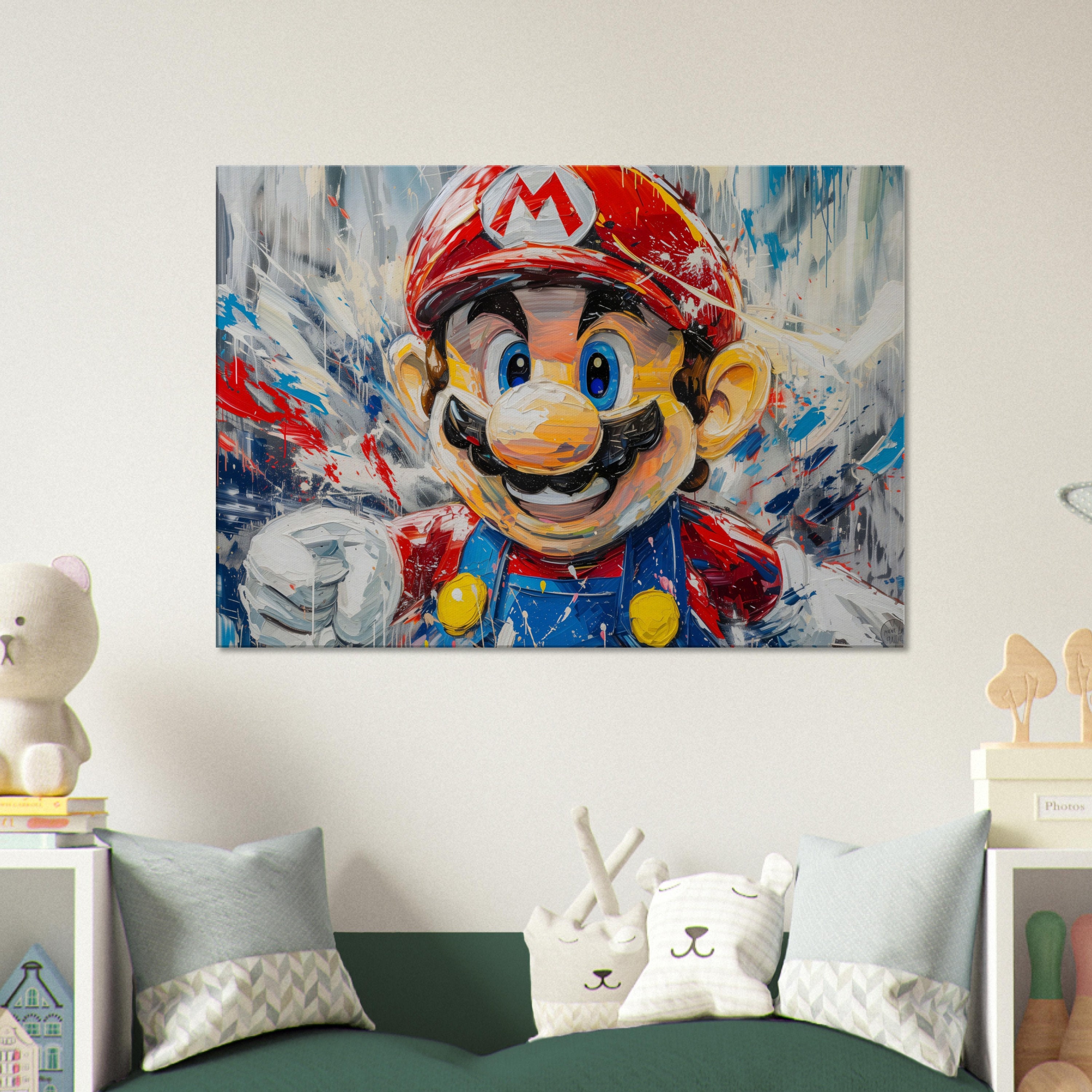 Super Hero Printed on Canvas, Wall Art Super Mario, Wall