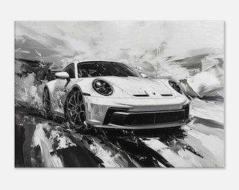 White Porsche 911 GT3 Canvas Print, Porsche Print, Wall Art for