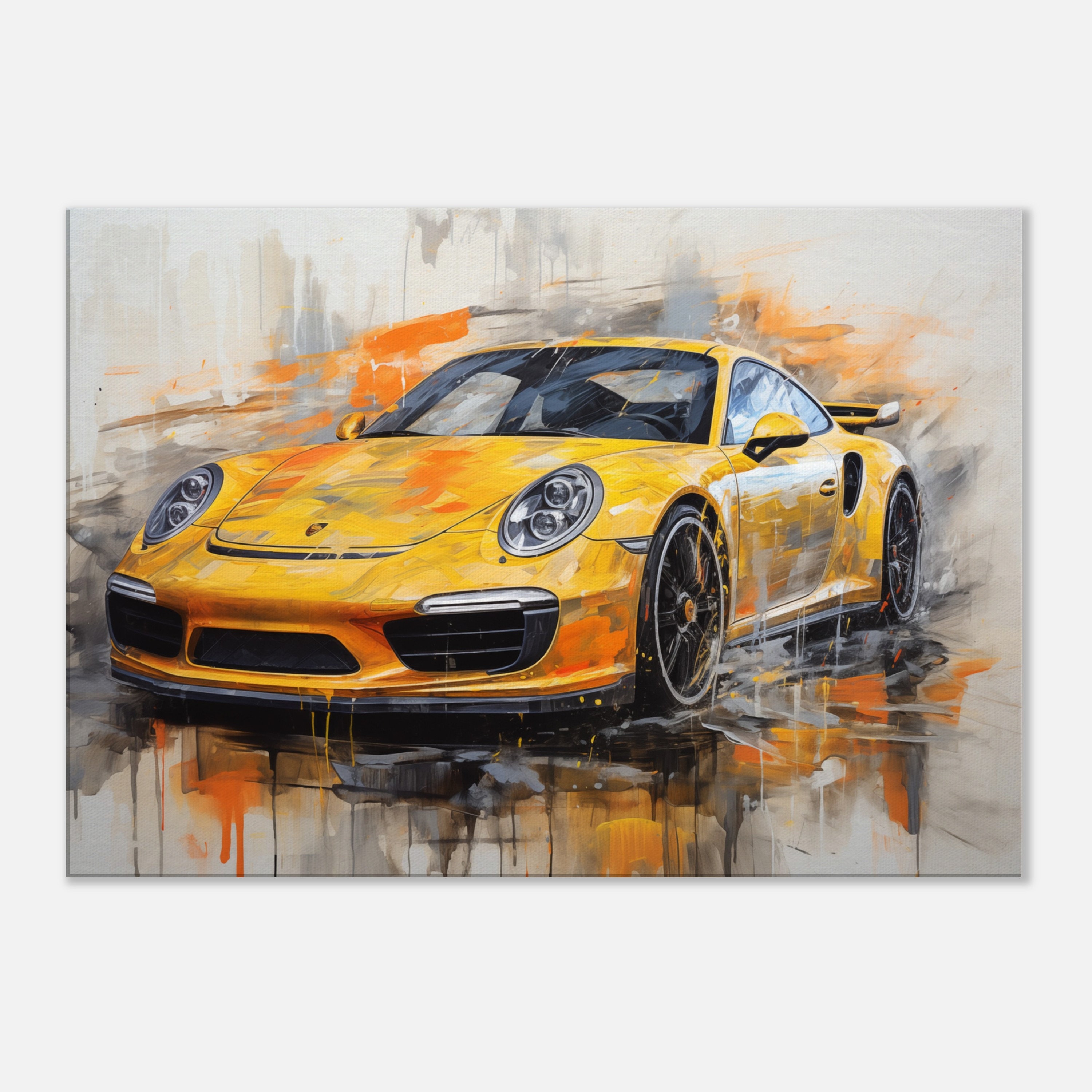 YELLOW！キャンバスアート Porsche 911 Turbo S Yellow, Porsche Canvas, Wall Art, Colorful