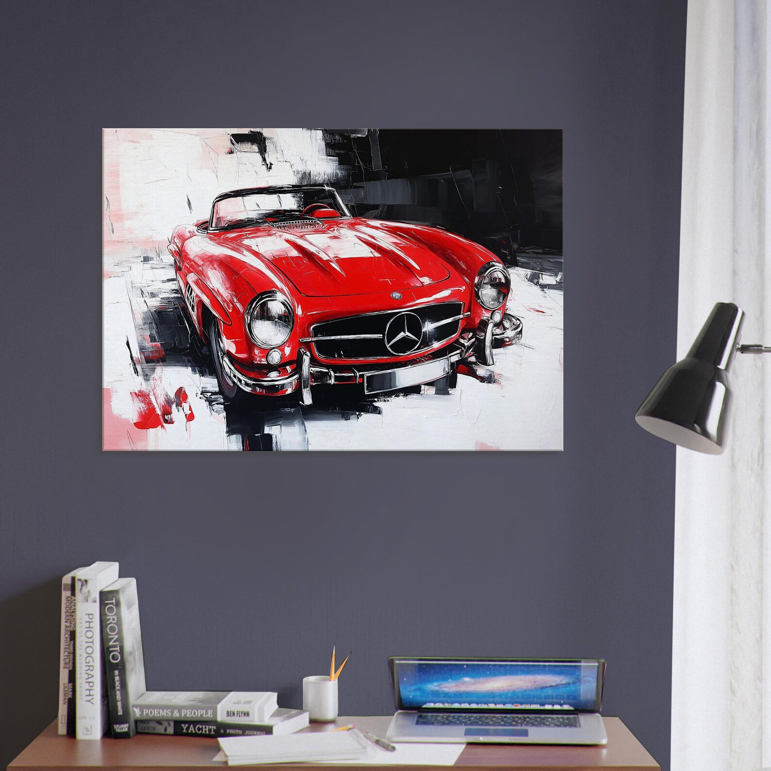 Dynamic Mercedes Benz 300 SL Printed on Canvas, Daimler Wall Art ...