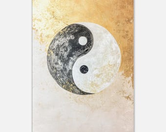 Yin-Yang canvasprint, Zen-kunst, spirituele wanddecoratie, Feng Shui-wandkunst, Aziatische kunstprint, meditatiekunst