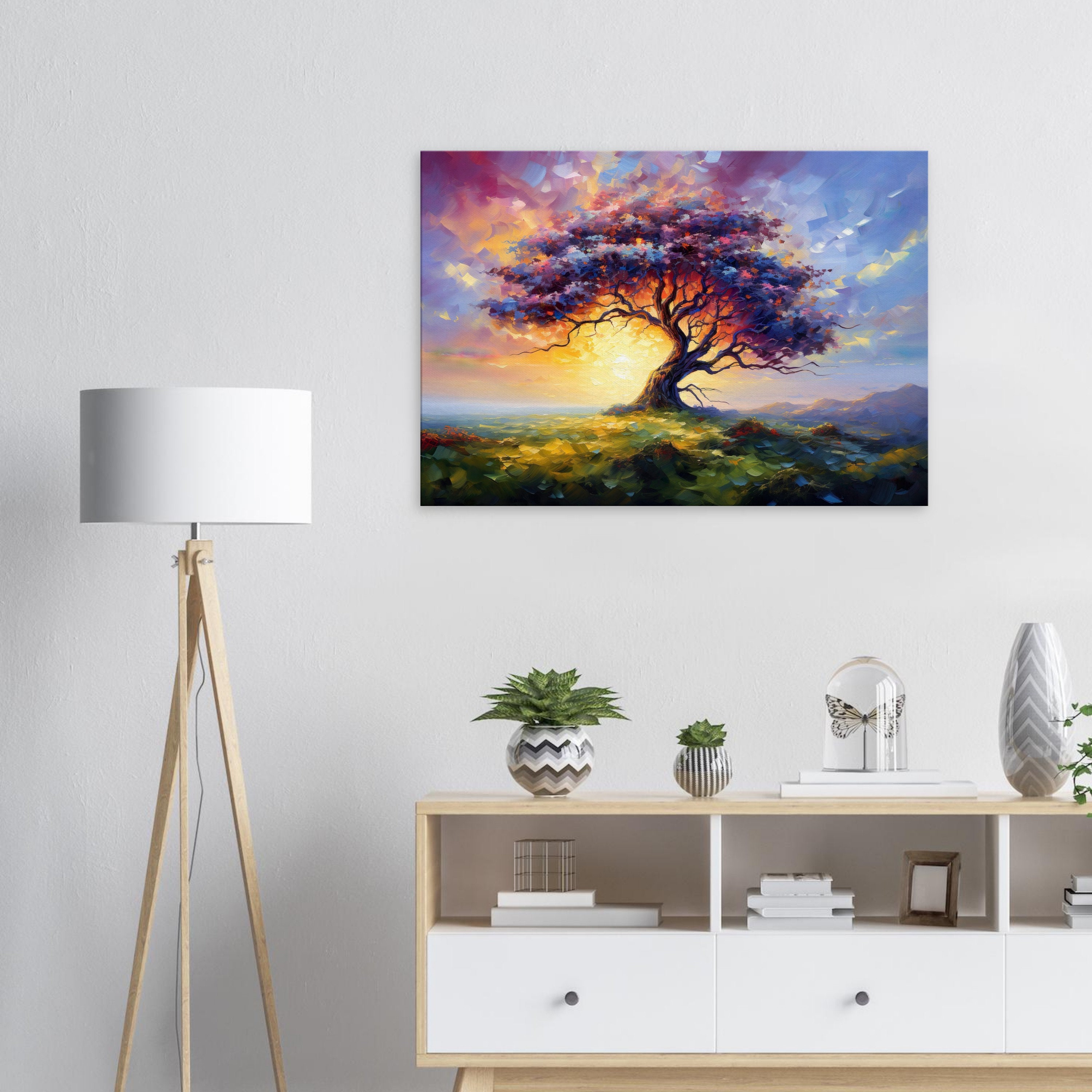 Colorful Tree Printed on Canvas, Living Room Wall Decoration, Yggdrasil ...