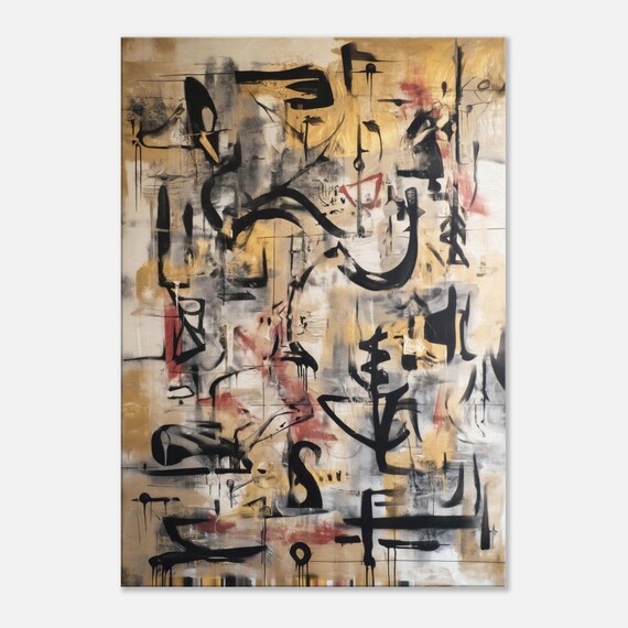 抽象的なグラフィティプリントキャンバス、額入りアーバンアート