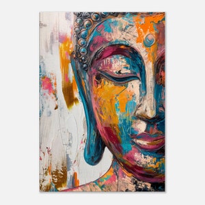 Peinture de Bouddha colorée imprimée sur toile, art zen, décoration murale bouddhiste, art mural de yoga, lotus, cadeau pour la maison