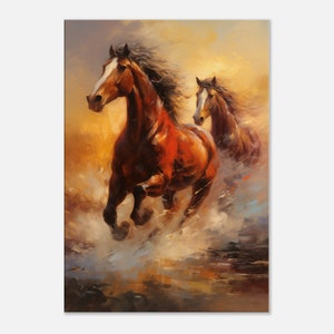 Horses printed on canvas, horse art, wall decoration painting, canvas print as wall art, brown horse art print, wall design,