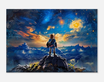 Heroic figure printed on canvas, Hyrule wall art, wall decoration Zelda, art print Link, wall decoration Nintendo, wall picture games