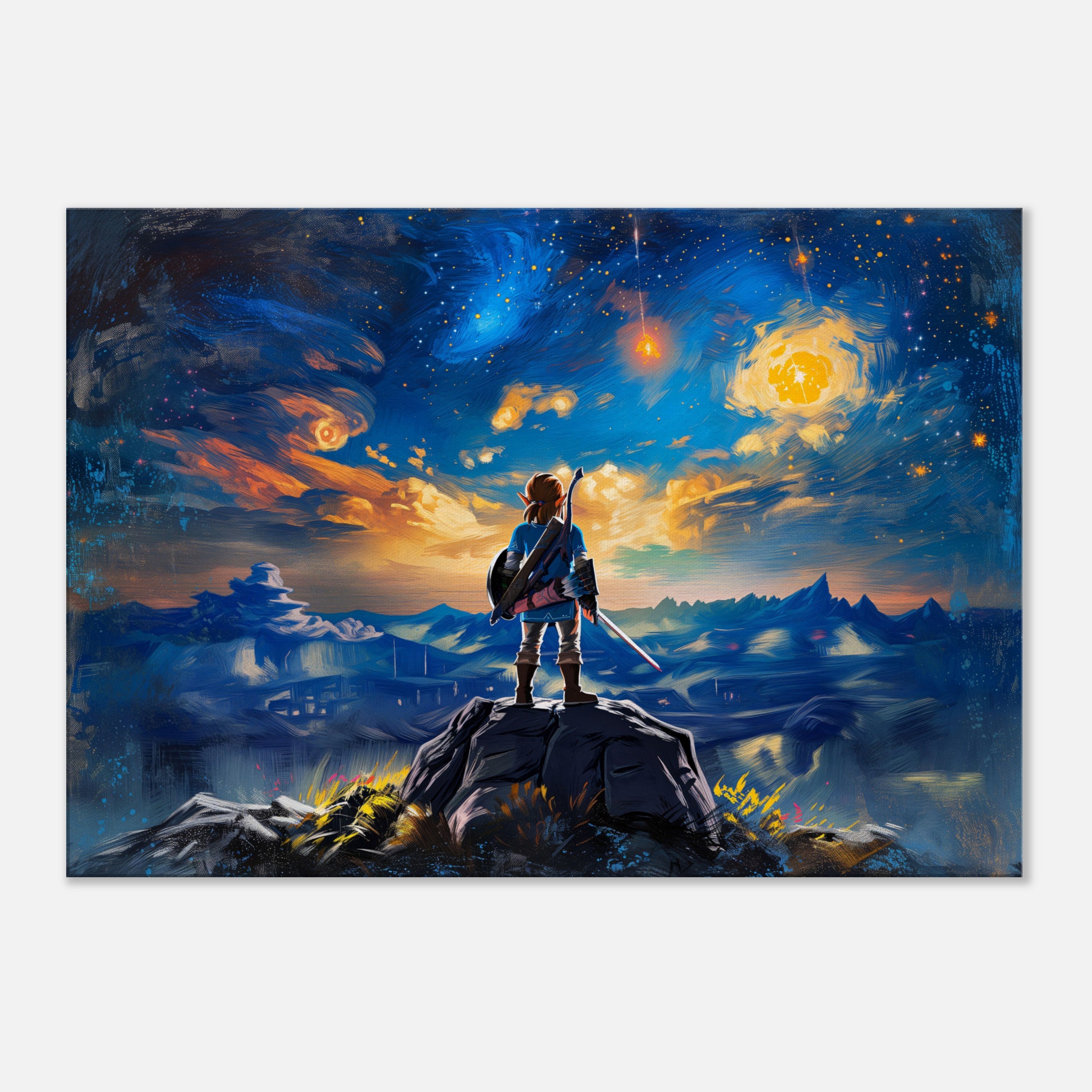 Heroic figure printed on canvas, Zelda wall art, Zelda wall decor, Link art print, Nintendo wall decoration, Games wall art