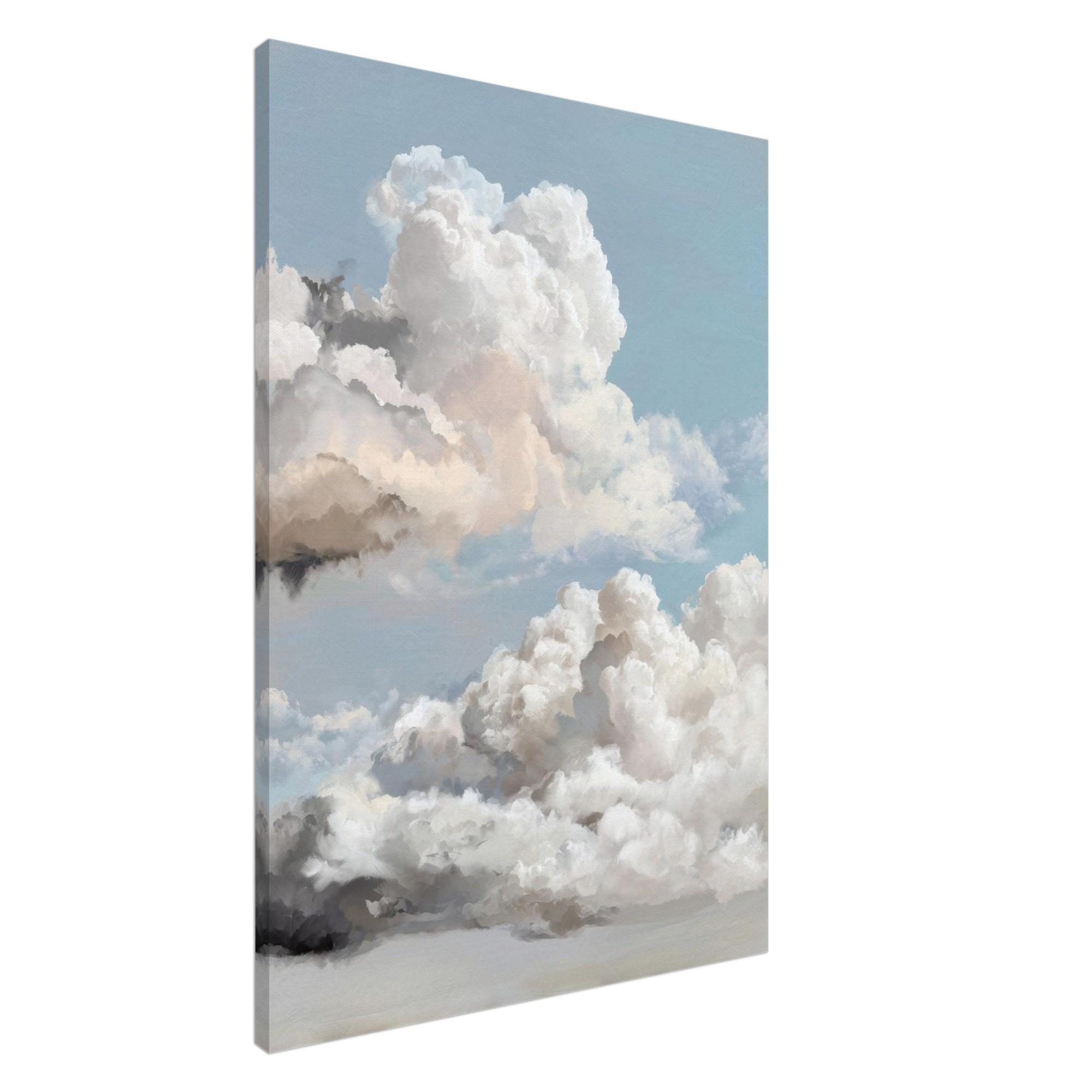 大きな雲の絵、灰色の空の抽象画、雲のキャンバス、雲の抽象アート