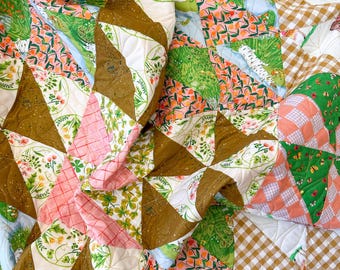 Handmade Baby Quilt – Heather Ross Fabric Patchwork, Colorful Maximalist Nursery Quilt, One of a Kind