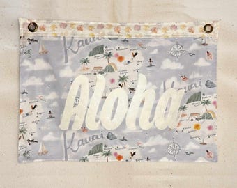 Aloha Banner - Handmade Patchwork Wall Hanging - Hawaii