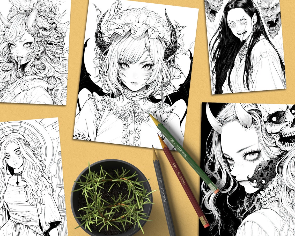 Horror Coloring Book, Anime Coloring Book, Horror Vibes, Relaxing ...
