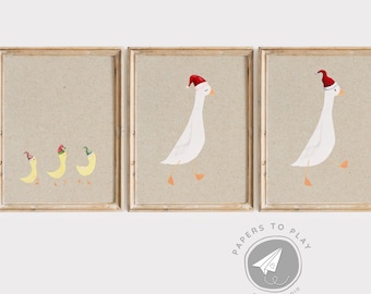 Festive Silly Goose Family Christmas Poster Set Craft Paper, Goose Family Bundle, Silly Little Christmas Goose, 1-4 Silly Little Goslings