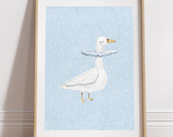 Silly Goose Wall Art, Soft Dusty Blue Goose Poster, Silly Goose Nursery Wall Art, Children’s Room Print, Nursery Print, Trendy Kid's Poster