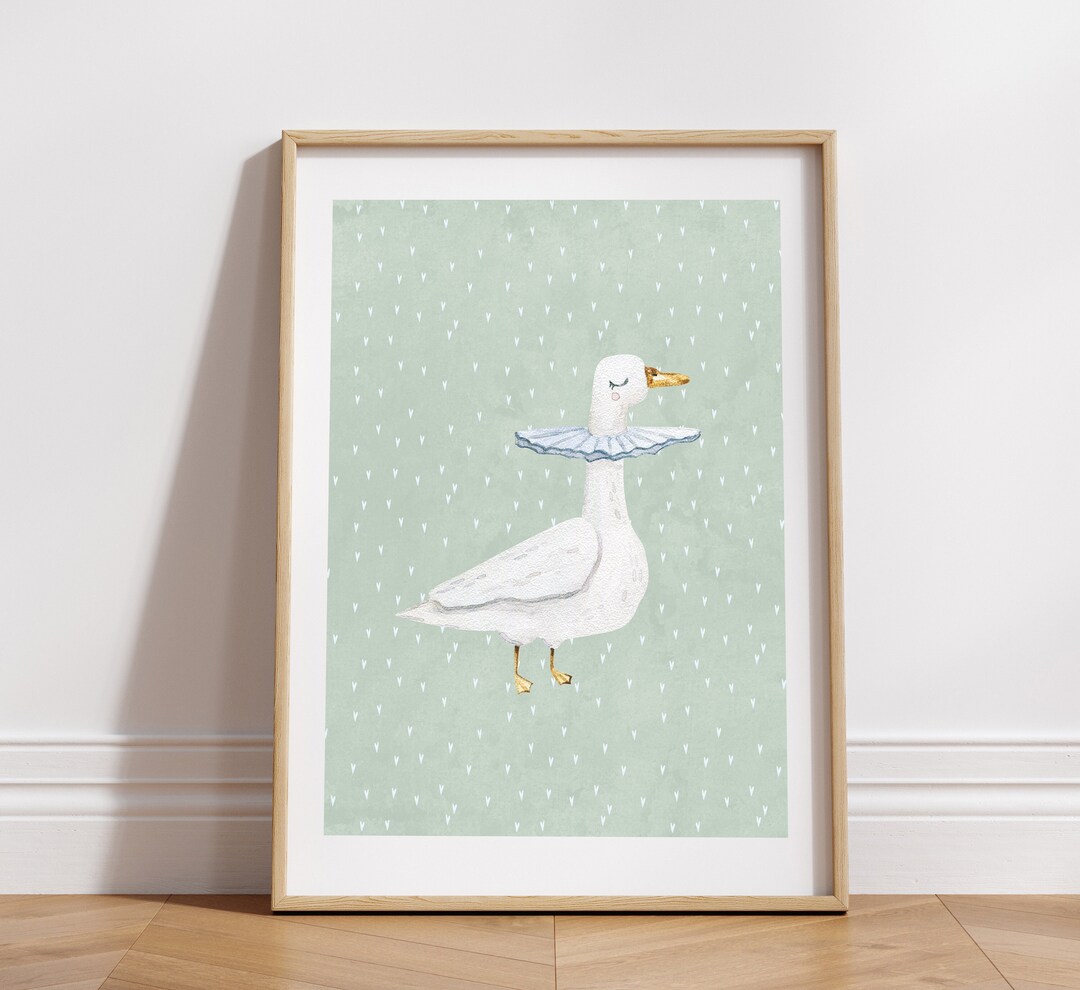 Silly Goose Wall Art, Soft Sage Green Goose Poster, Silly Goose Nursery ...