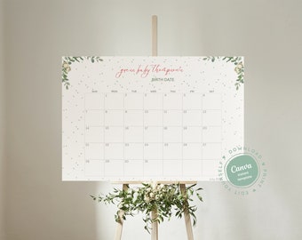 Errate das Datum, Winter Baby Shower Fälligkeit Kalender Spiel, Ankunft Datum erraten, Vintage Baby Shower, Instant Download, Minimal Template, 20