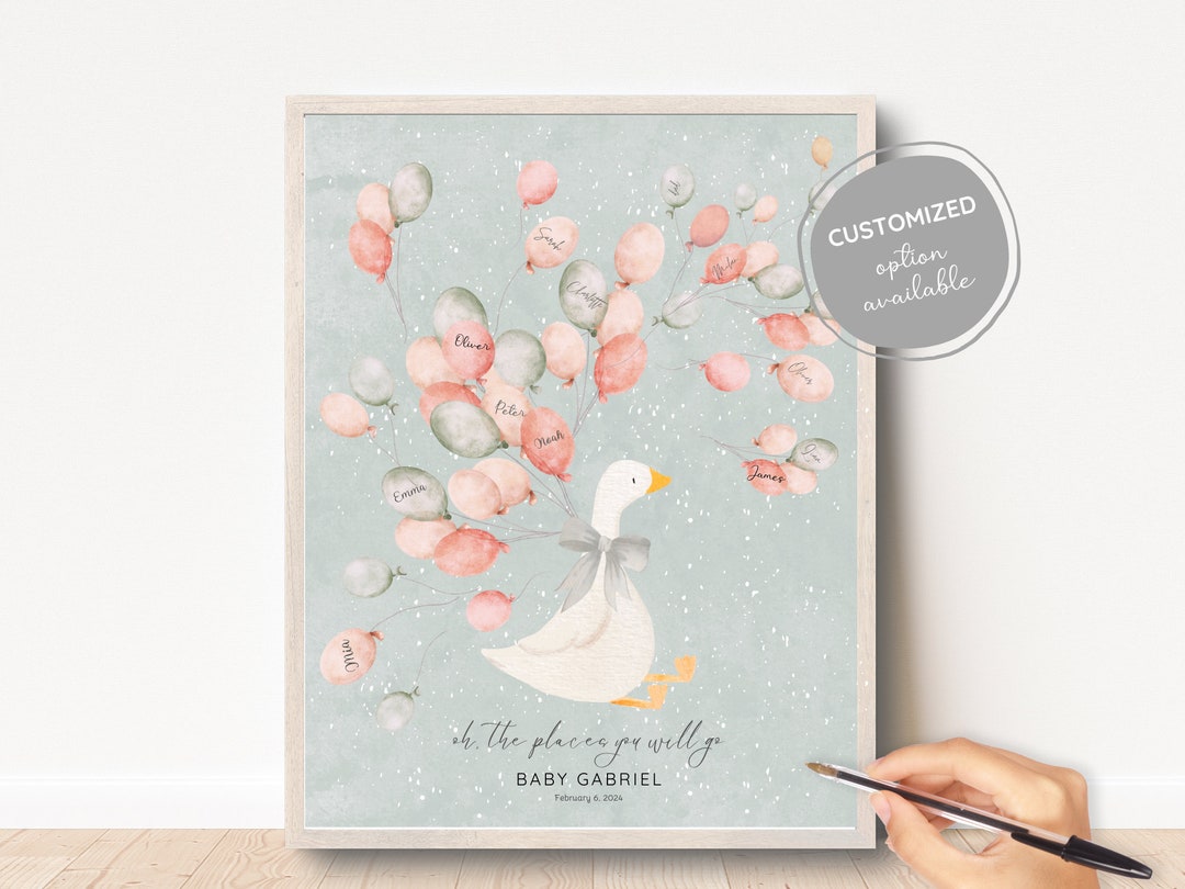 Baby Shower Guest Book Silly Little Goose With Balloons, Fun Guest Book ...