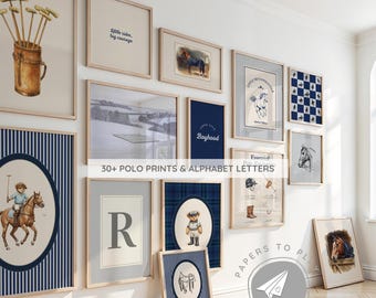 Ralph Teddy Bear Gallery Wall Grandmillennial, Polo Teddy Bear Posters in Navy Blue, Thank Heaven for Little Boys, Long Live Boyhood Print