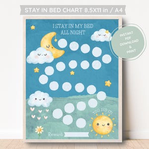 Tableau du sommeil pour les tout-petits Tableau des récompenses du sommeil soleil et lune pour les enfants Tableau du sommeil imprimable Tableau d'autocollants pour un séjour au lit unisexe Téléchargement immédiat