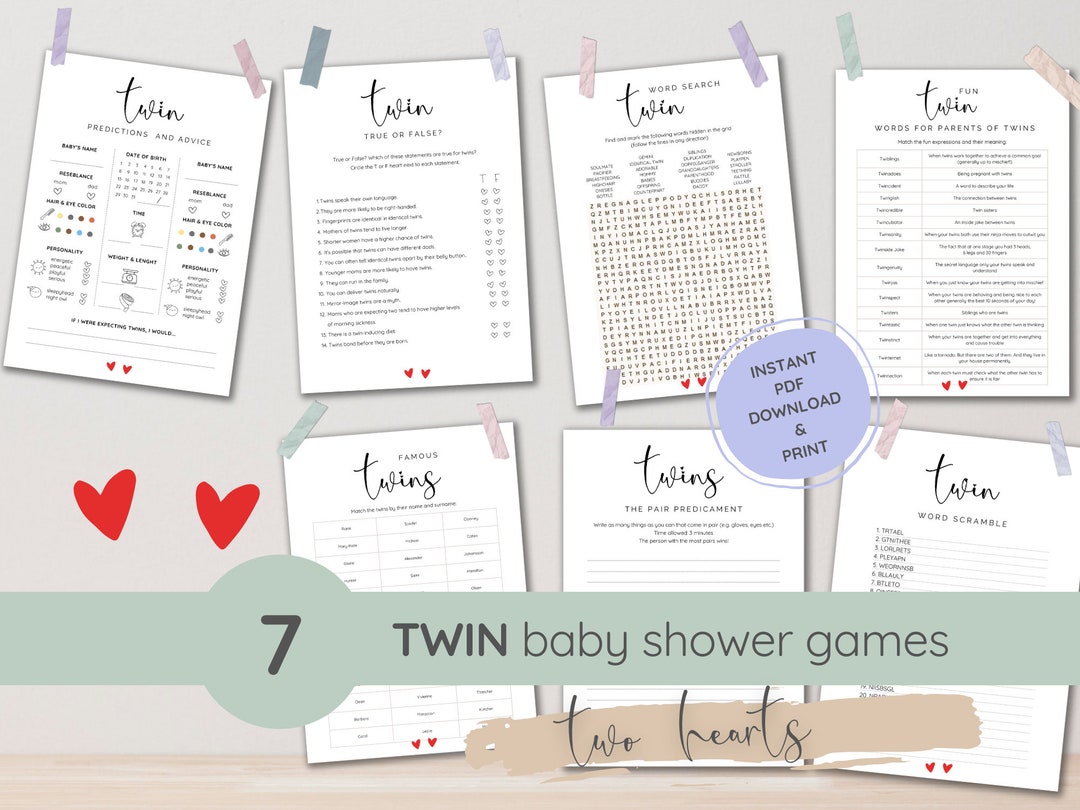 Twin Baby Shower Games Bundle, Twin Shower Game Kit, Creative Printable ...