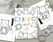 Printable ABC Book, Fun Baby Shower Game, Animal Alphabet Coloring Book, Instant Download, Creative Baby Shower Games, Gift for Mom-to-Be
