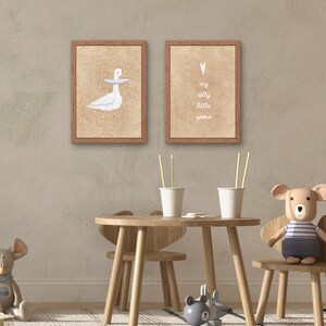 Silly Goose Wall Art, Limewash Cinnamon Beige Goose Poster, Silly Goose ...