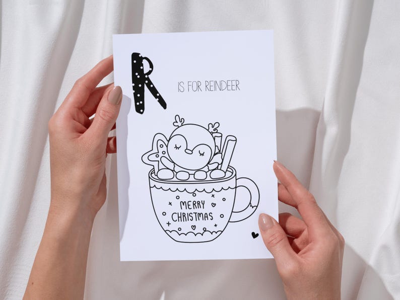 Printable Santa ABC Coloring Book for Kids, Xmas Crafts Winter Coloring ...